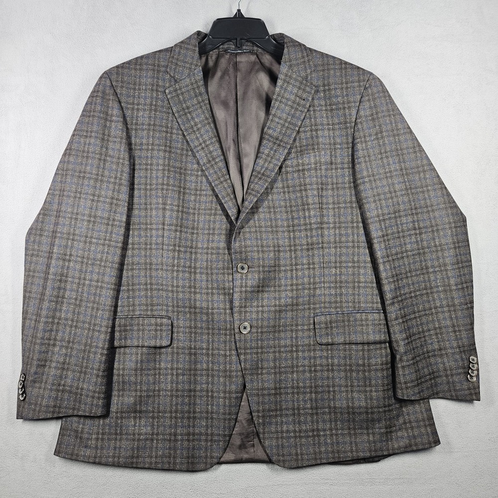 S. Cohen Montreal Wool Blazer Mens 46R Brown Blue Sarno Academia Prep Windowpane